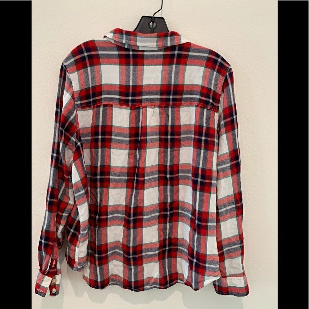 Universal Thread Womens Button Up Shirt Red Plaid Long Sleeve Collared XXL - Picture 2 of 4